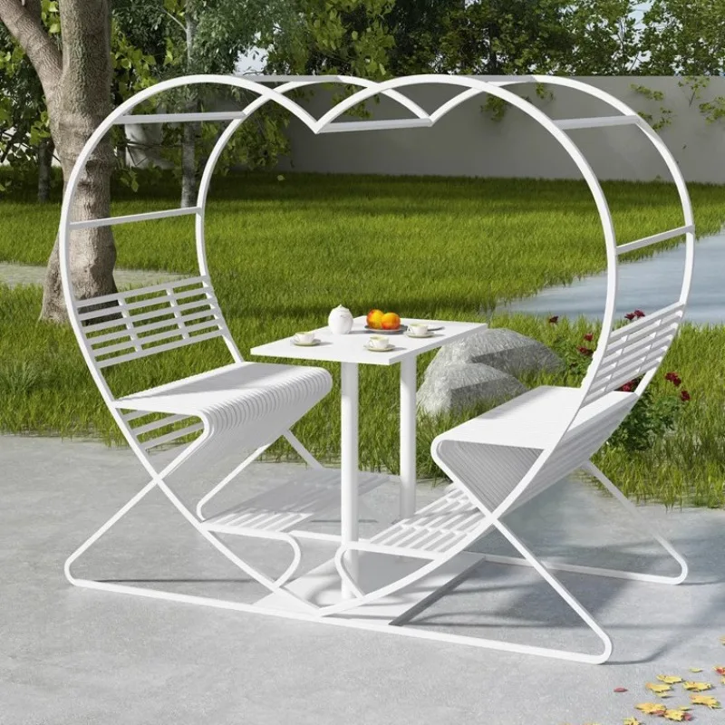 Outdoor love swing chairs Garden decoration Scenic spots   Homestay ornaments Restaurant couple heart-shaped tables and chairs