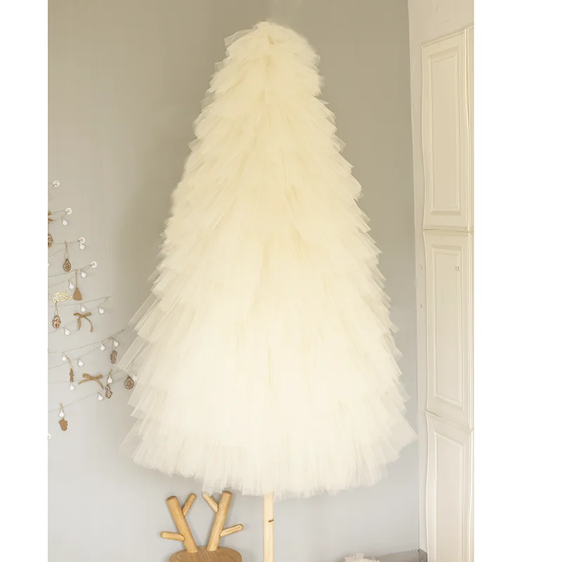 Ivory White Mesh Christmas Tree for Festive Home Decor and Ins Style Window Display, 2M Large Size