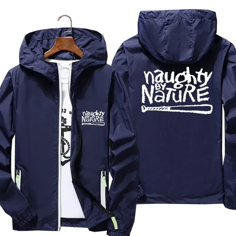 Men Naughty By Nature Old School Rap Skateboardinger Music Band Hooded Bomber Zipper Thin Windbreaker Coat Pilot Jacket Clothing