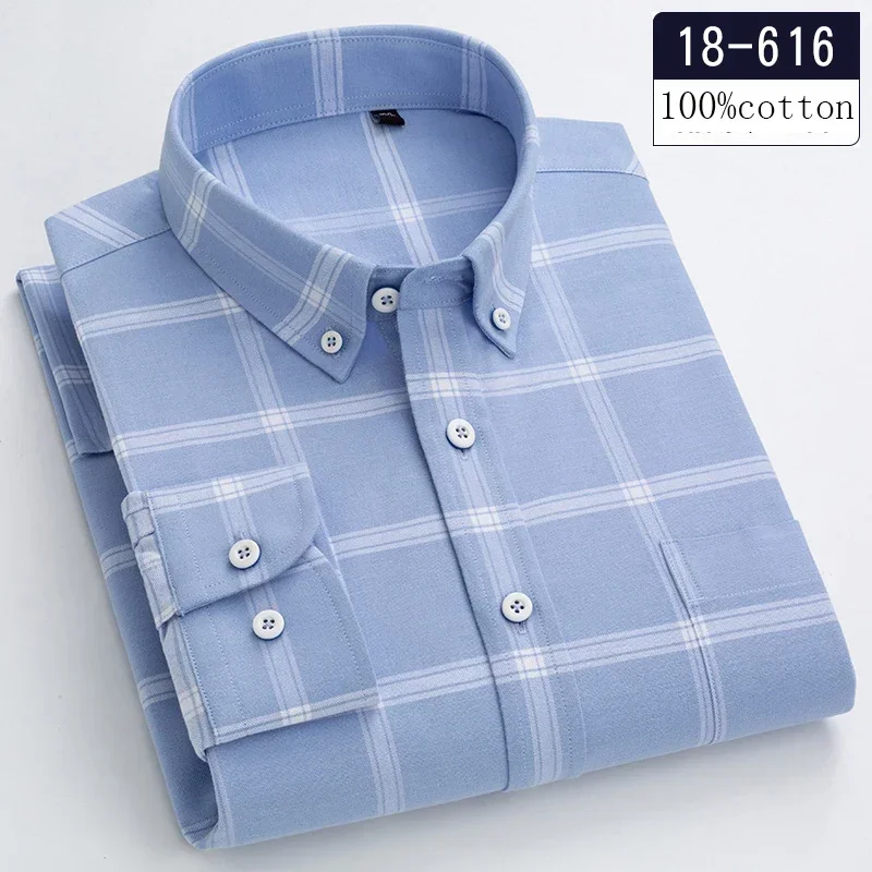 New in shirt high quality 100%cotton sanding long-sleeve shirts for men slim fit casual shirt soft designer plaid casual clothes