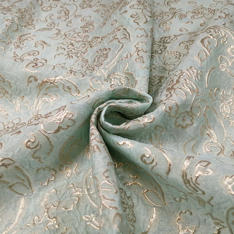 Three-dimensional Embossed Pattern Jacquard Gold Silk Fabric Spring and Summer Cheongsam for Dress Yarn-dyed Clothing Material