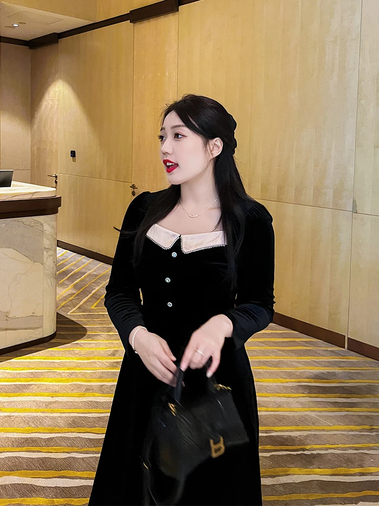 

Юбка А-силуэта из вельвета для полных женщин, осенне-зимняя, новогодняя, ретро, повседневная, с высокой талией, длинная