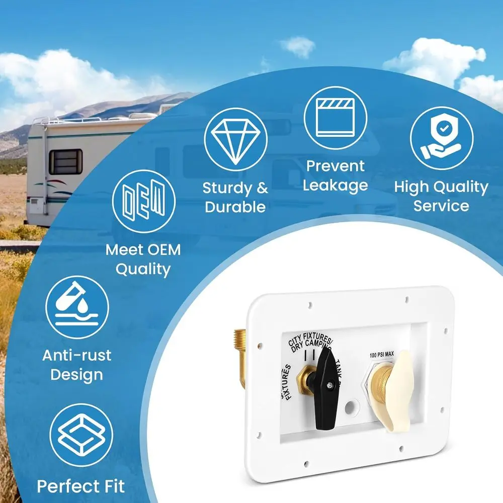 لوحة خدمة المياه Vikua RV مع 4 وظائف 3 أوضاع إمداد صمام نحاسي لتركيبات مدينة الخزان والتخييم الجاف، 3/4 بوصة