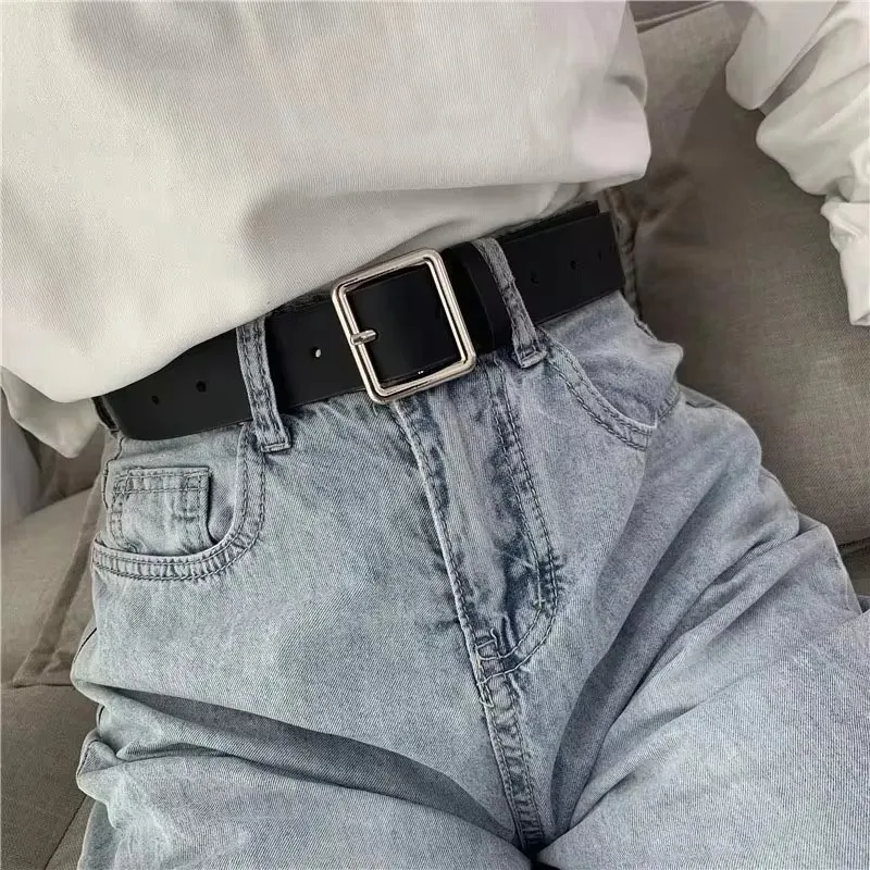 2023 frauen Gürtel Weiche Pu Leder Gürtel Quadratische Schnalle Pin Schnalle Jeans Schwarz Gürtel Chic Luxus Marke Phantasie Vintage Strap weibliche – Detail 6