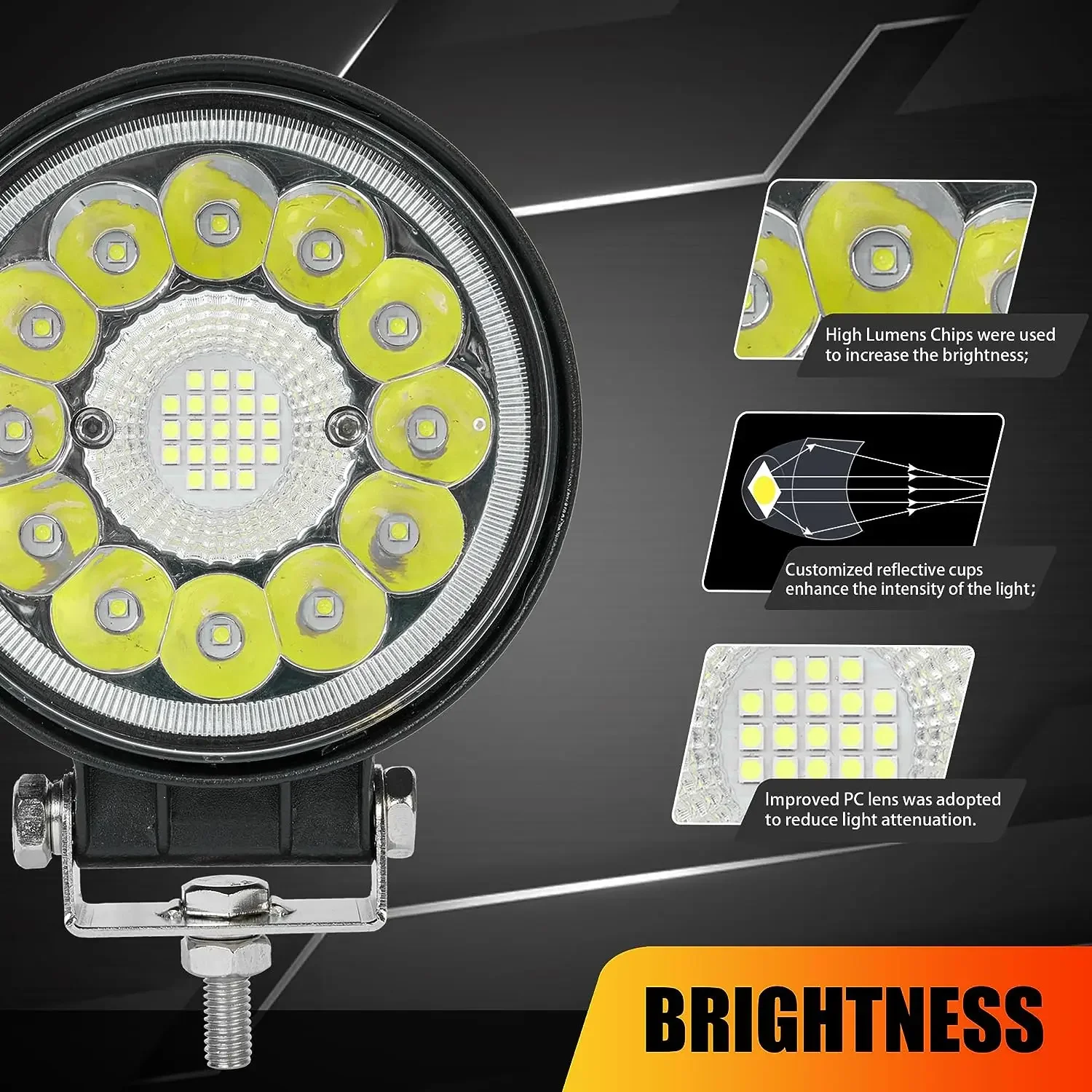 4 Inch Round LED Work Lights Combo Beam 12V-30V Waterproof LED Fog Driving Light Bar for ATV UTV SUV Off Road 4x4 Boat Truck