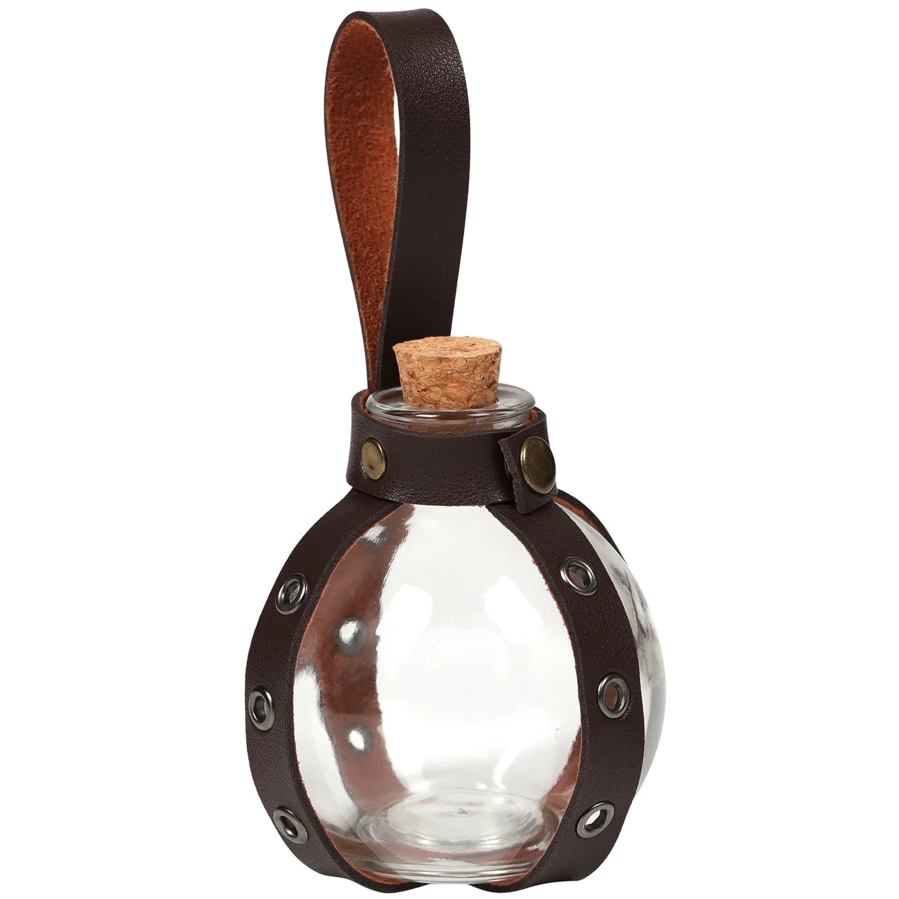 Hexe Wizard Dunkle Magie Kork Flasche Mit Leder Halter Renaissance Kostüm Zubehör Schöne Trank Glaskolben Holster Für Frauen Männer