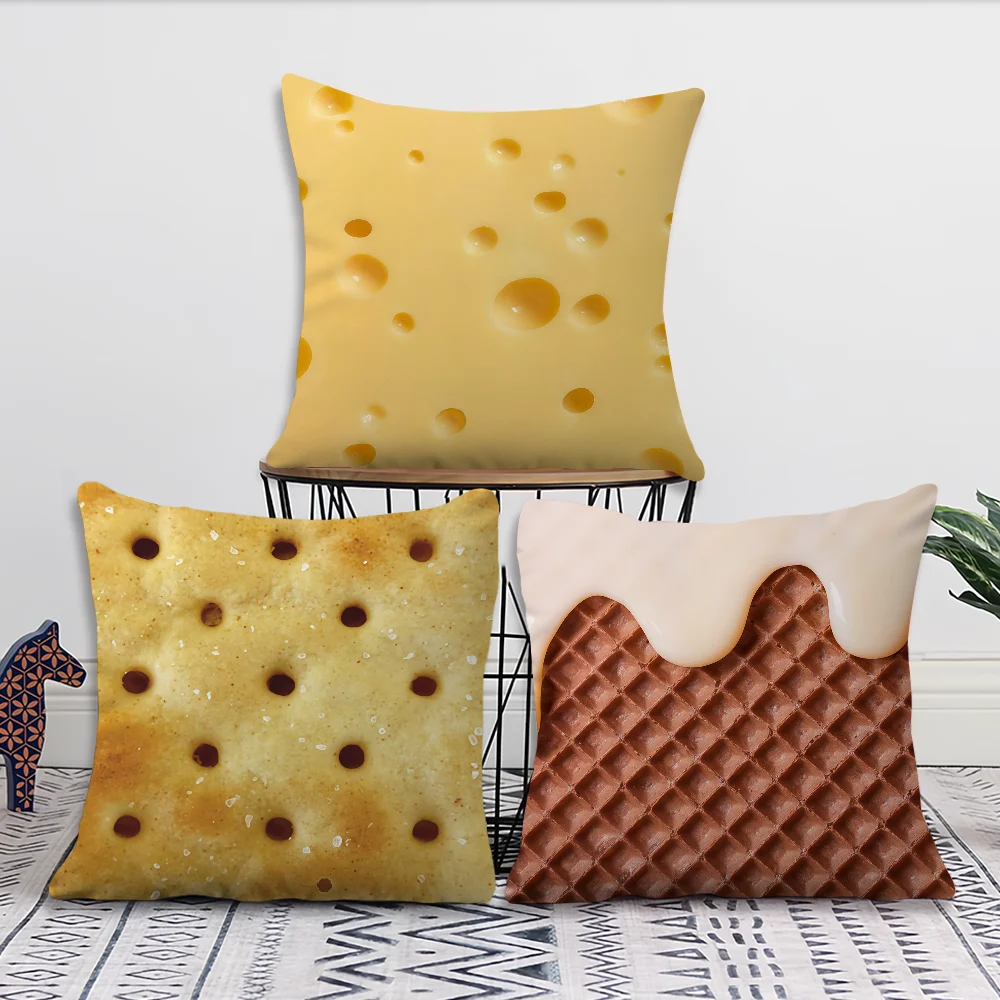 Sided Toasted Bread Food Cushion Cover For Pillow Printing Sofa Decoration Home Car Room Coffee Shop Office Nordic Simplicity
