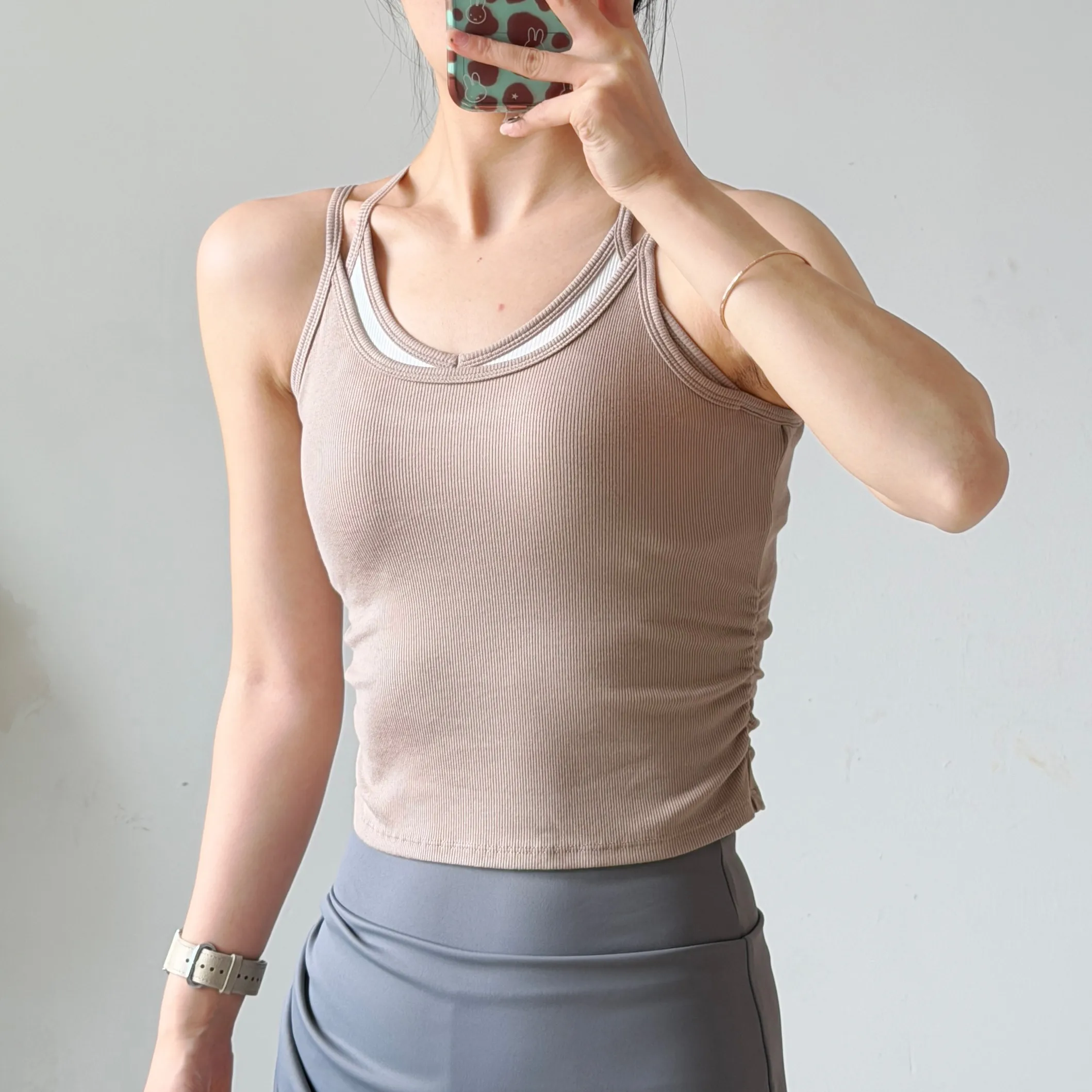 Damen Yoga-Top Stoßfester Sport-BH mit Brustpolstern, Trägerloses Yoga-Oberteil, Oberbekleidung zum Laufen, Trainings- und Fitness-Top – Detail 15