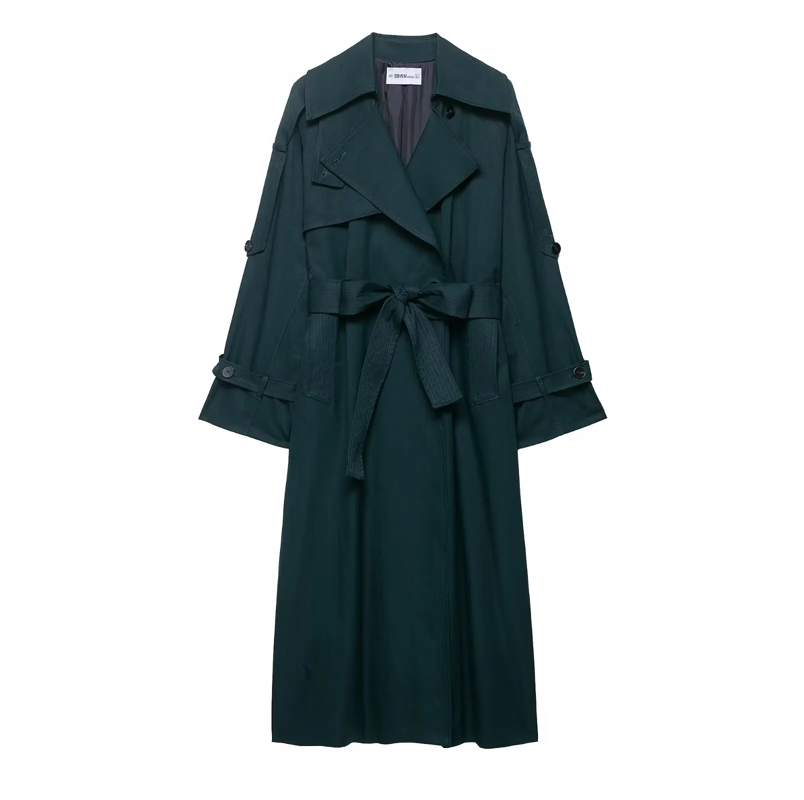

2025 New Women's Trench Coat with Belt Wide Collar Long Sleeve Double-Breasted Windproof Jacket Women's Outerwear