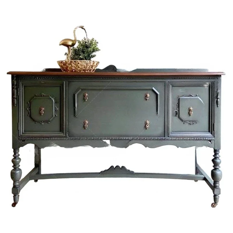 Retro solid wood carving flower entrance cabinet entrance hall cabinet locker