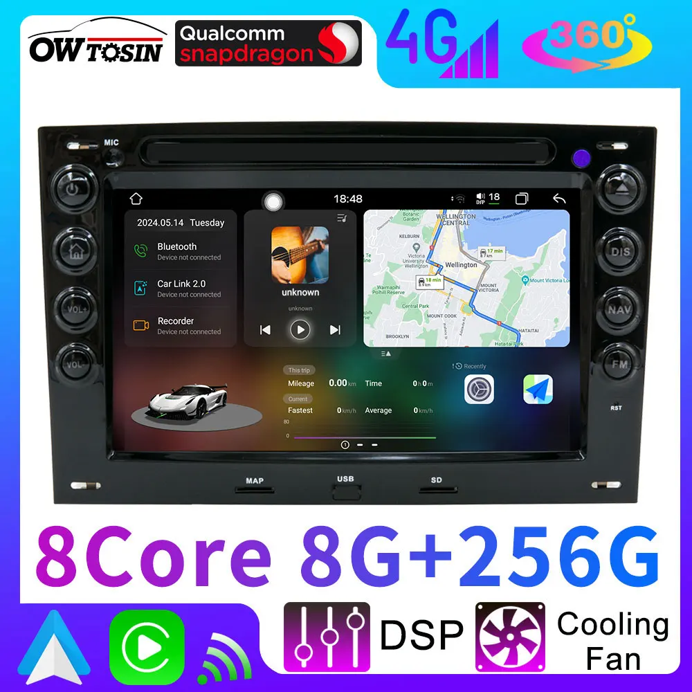 UIS7870 A76 2.6GHz Android 13 12G+256G Car Radio Screen GPS Multimedia For Renault Megane 2 II 2002-2009 Bluetooth Auto CarPlay