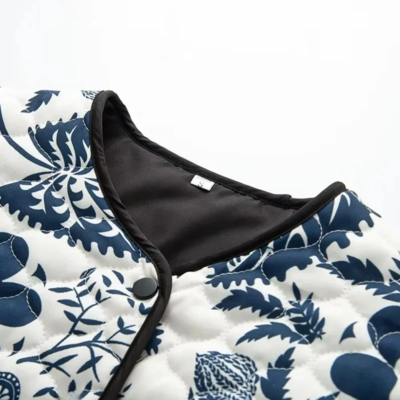 เสื้อแจ็คเก็ตผ้าฝ้ายพิมพ์ลายเรโทรอเนกประสงค์ แขนยาว ทรงหลวม สไตล์สตรีท ปิดกระดุมเม็ดเดียว คอลเลคชั่นฤดูใบไม้ผลิ 2025