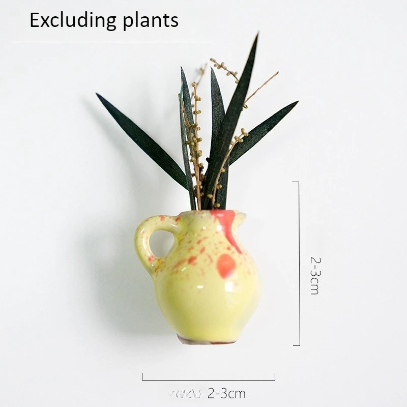 3/8pc mini vaso de flores cerâmica 3d geladeira magnética adesivo para decoração casa planta geladeira ímã criativo durável vaso de flores