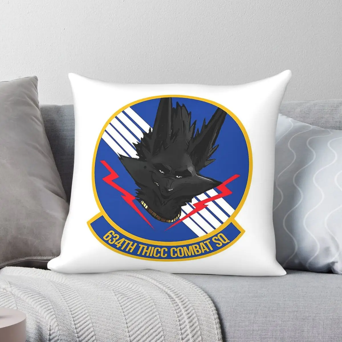 Thicc Combat Squadron Badge Square Pillowcase Polyester Linen Velvet Pattern Decor Throw Pillow Case Room Cushion Cover 45x45