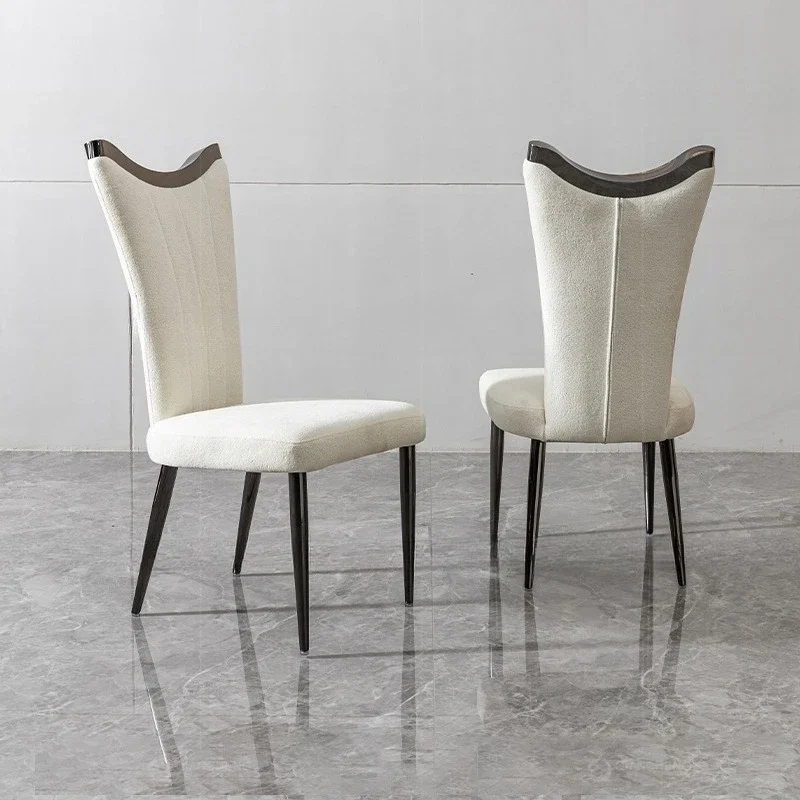 Spot light luxury dining chair high-end restaurant chair hotel narrow height back chair white dining table and chairs