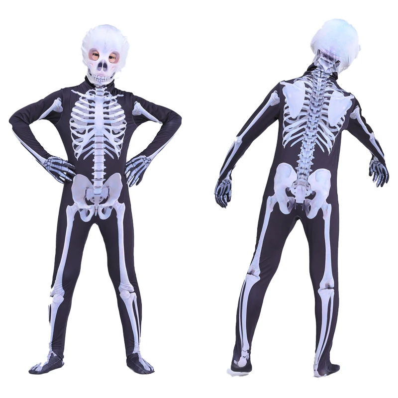 Costume d'Halloween Zombie Thriller pour Enfants et Adultes, Couvre-Tête, Cosplay, Modules d'Horreur, Combinaison Seton, Rave Party, Zentai