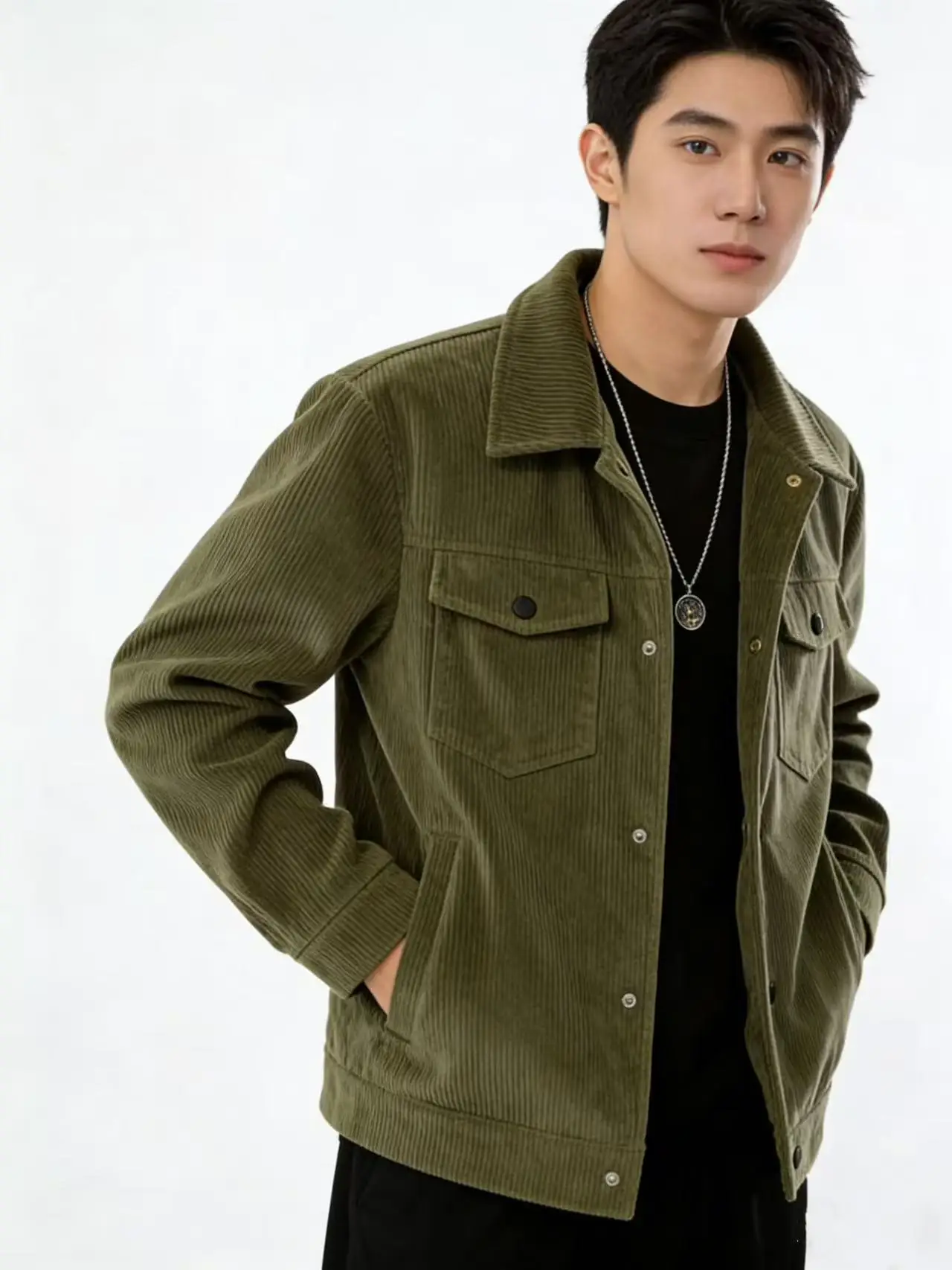 Herren Premium Corduroy Trucker Jacke, Vintage Utility-Taschen-Design, Gehobenes Smart-Casual-Essential – Detail 6