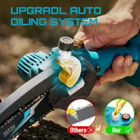 SEESII 6'' Cordless Mini Chainsaw 15.2cm Electric Saw Rechargeable Woodworking Garden Pruning Saw for Makita 18V Battery Pin 4