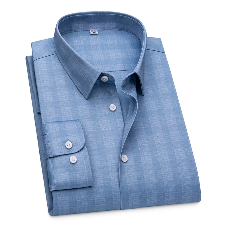New Fabrics Plaid Striped Shirt Men Long Sleeve Slim Fit Shirts for Man 3xl 4XL Men's Shirt Long Sleeve Casual Business