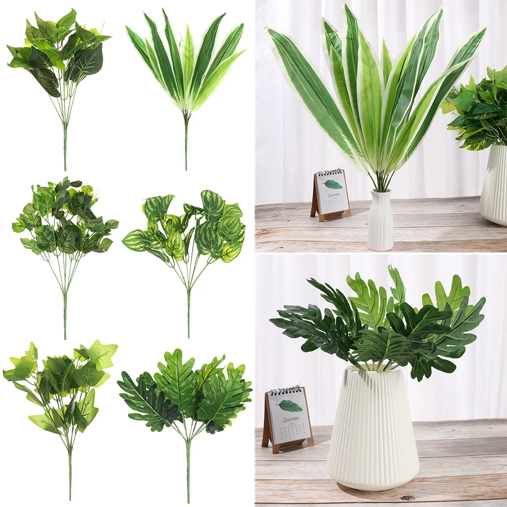 1 Bouquet Craft Floral Arrangement Wedding Supply Artificial Turtle Leaves Lifelike Palm Simulation Green Plant Tropical Plants