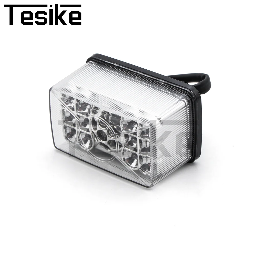 الخلفية دراجة نارية مصباح ليد خلفي أحمر + أبيض لوحة ترخيص ضوء تشغيل مصباح مكبح الضوء الخلفي العالمي ل ATV UTV المتسابق المروحية #1