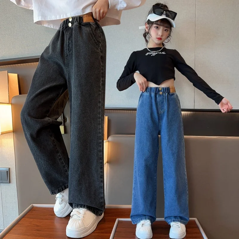 

Girls' Casual Autumn Denim Jeans - High Waist Minimalist Style, Durable and Long-Lasting Design, Suitable for Daily Activities