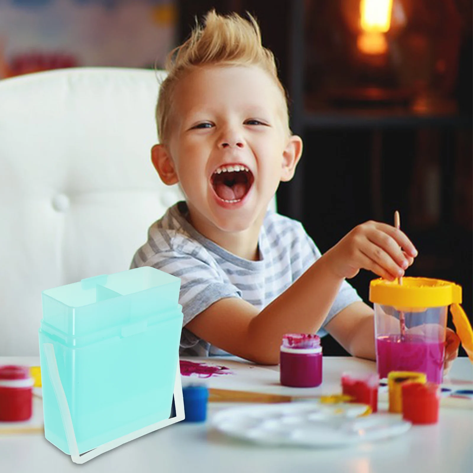 دلو فرشاة ألوان مائية لغسالة الطلاء مع مقبض منظف فرشاة بلاستيكي مدمج قابل لإعادة الاستخدام للفنانين أداة رسم يدوية منزلية