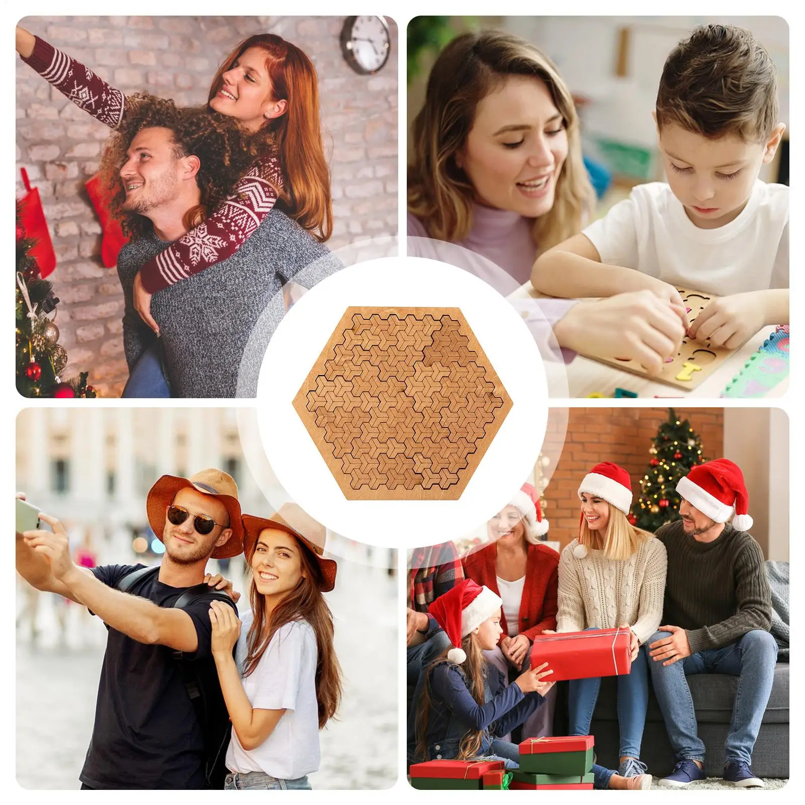 나무 직소 퍼즐 기하학 모양 퍼즐 두뇌 자극 게임 성인 어린이 가족 파티 엔터테인먼트를위한 교육 학습 장난감