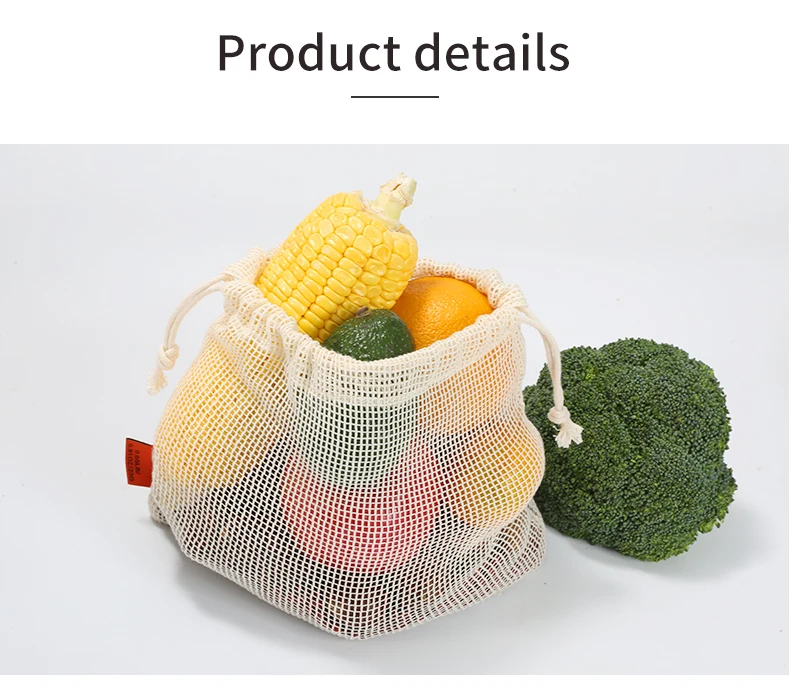 Reusable Cotton Mesh Produce Bags with Drawstring Organic Cotton Durable Washable with Grocery Shopping Bags Produce Mesh Bags S72a157f790e94e0481b34ef6ab817237g