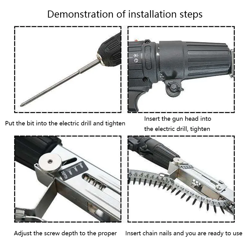 Convertitore per pistola a vite per cintura a catena cacciavite elettrico per pistola a scoppio su strumento per cartongesso testa automatica per pistola a chiodo