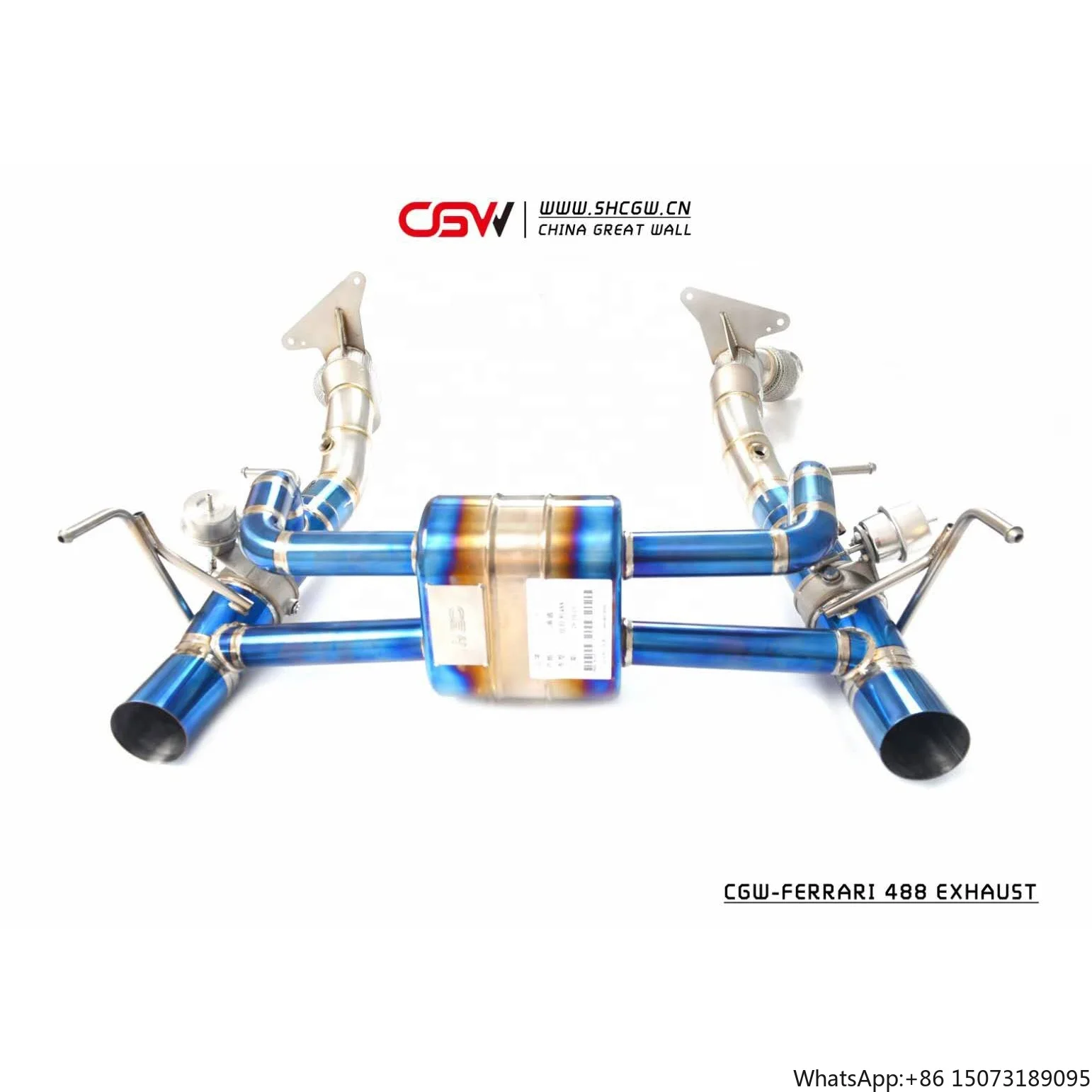 

Выхлопная система CGW из титанового сплава с вакуумными клапанами для Ferrari 488 3.9T (2015-2018 г.в.), полная система с насадками на глушитель
