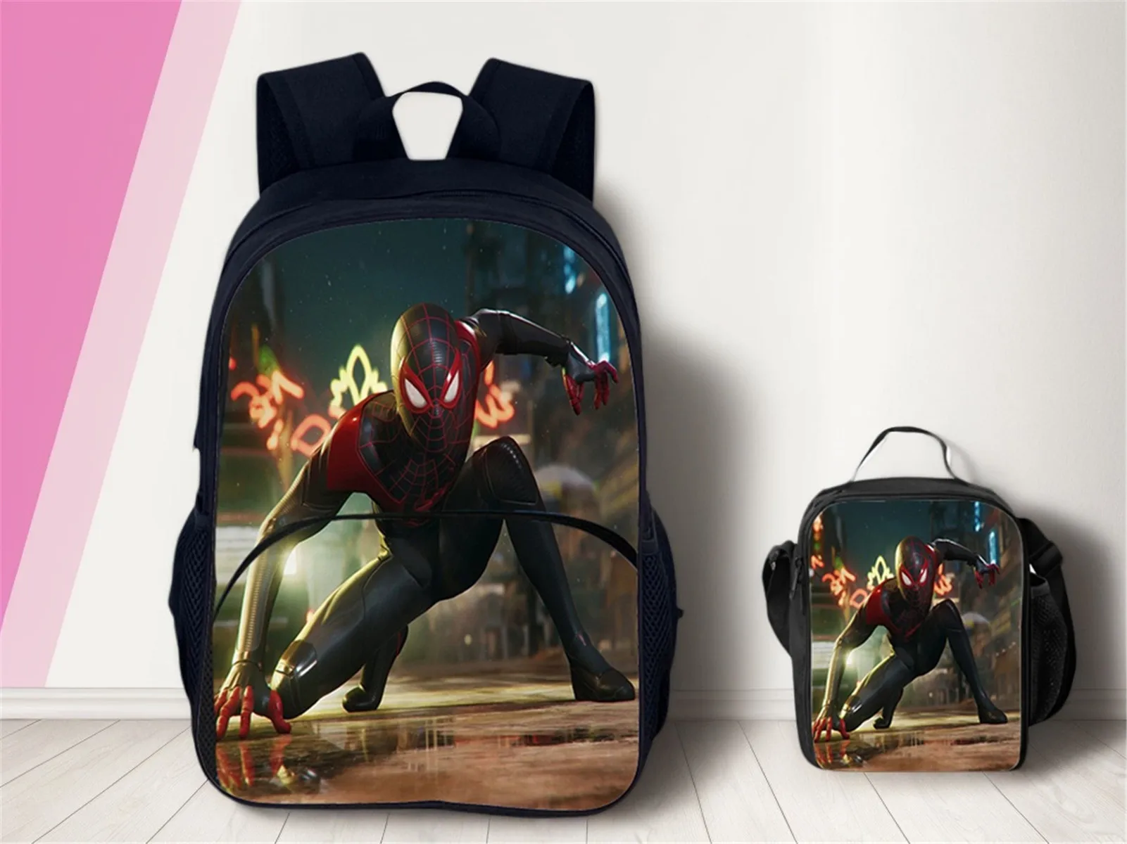 

Spider-Man Student Lightweight Backpack with Front Pocket,Marvel Knapsack and Insulated Thermal Bag 2Pcs Set