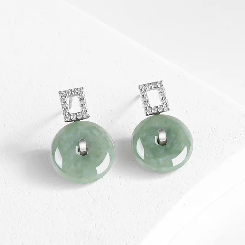 

Guardian Natural A Goods Нефритовые зеленые серьги S925 Серебряные женские серьги высокой моды Amulet мира