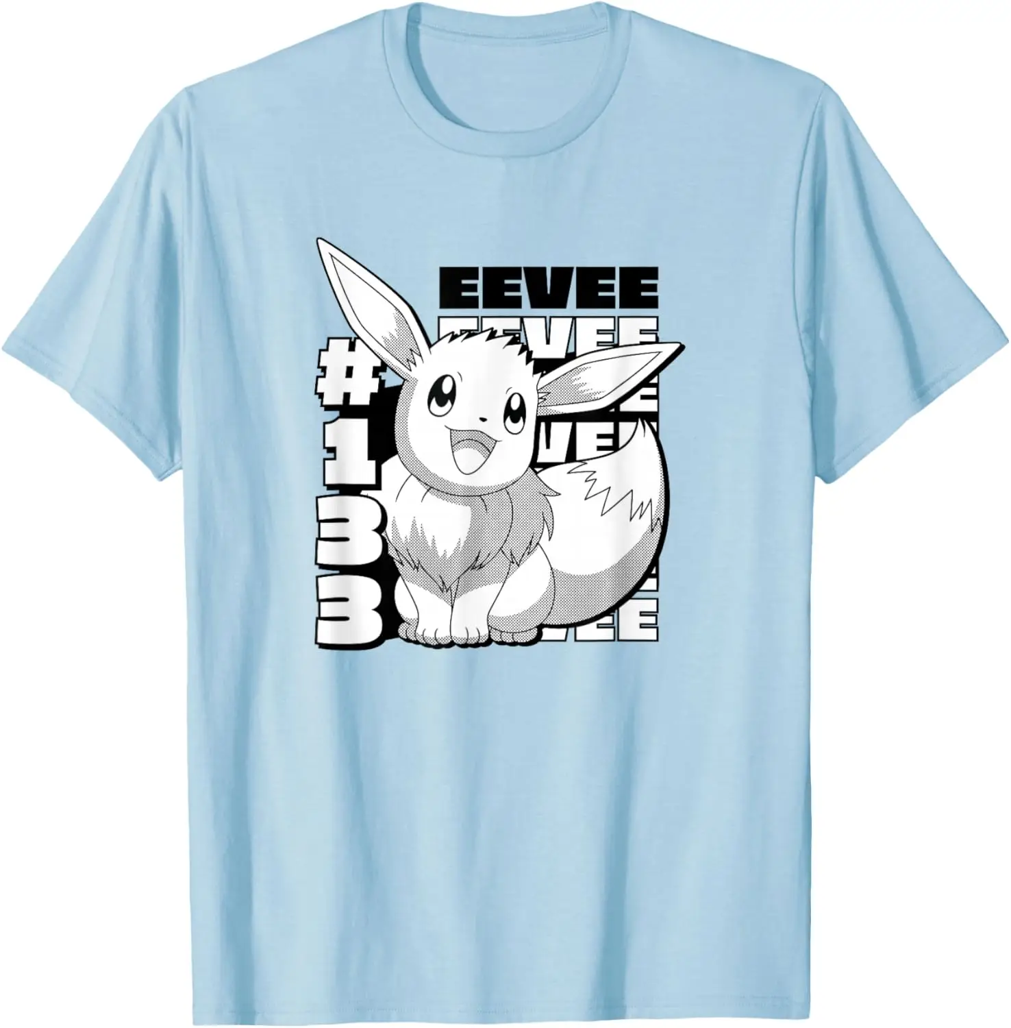 Pokemon Eevee Panel T-Shirt Unisex-Adults Fashion Casual Anime Short Sleeve S-6XL