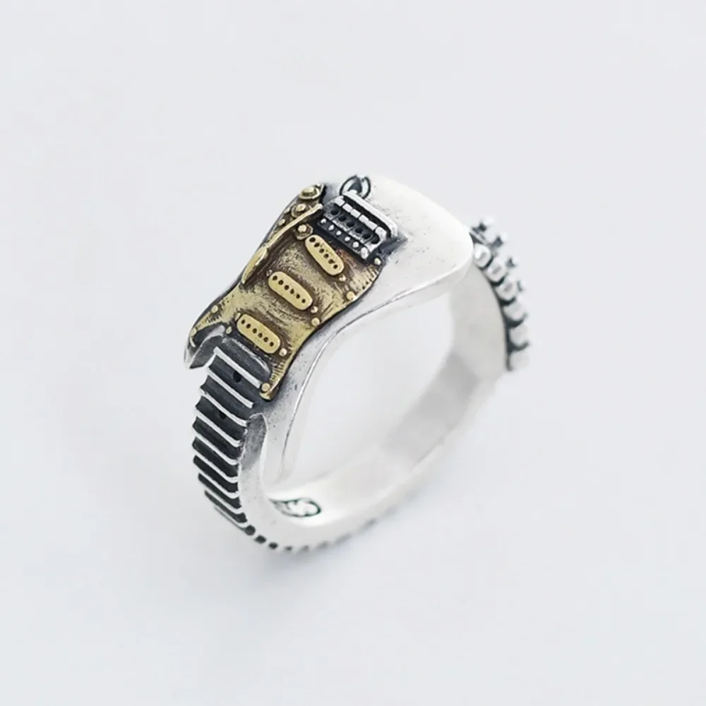 New Simple Trend Guitar Rock Punk Style Women's Hip Hop Adjustable Ring Men Women Fashion Party Niche Gift Accessories Jewelry