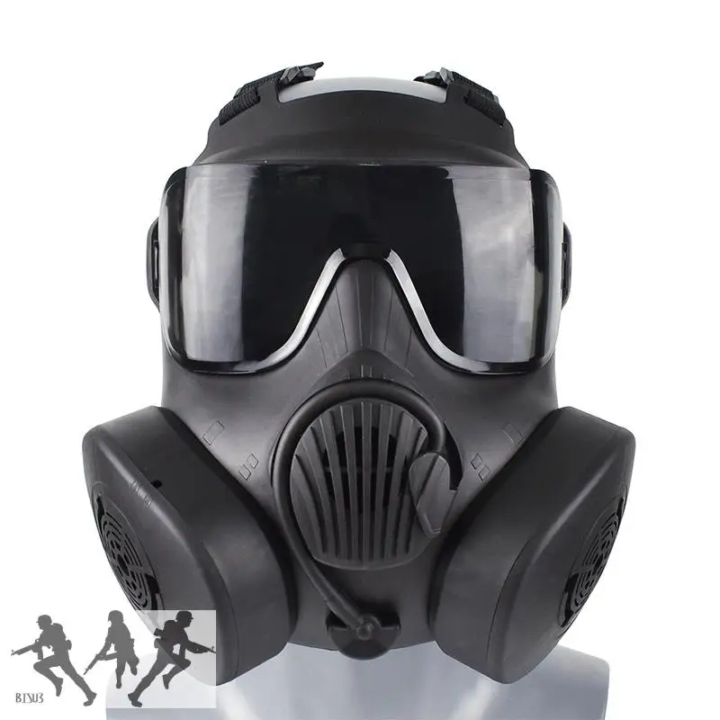 Caccia tattica Airsoft M50 Maschera antigas a doppio ventilatore Caccia CS Maschera protettiva tattica integrale colpaly