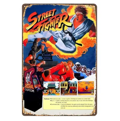 1p，Street Fighter Retro Video Game Metal Poster - 20x30cm ()