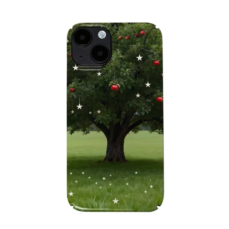 Ins Grüner Apfelbaum Handyhülle für IPHONE 17 Air 16E 15 PROMAX 14 Plus 13 12 MINI 11 PRO 16Plus XR XS MAX Acryl-Handycover