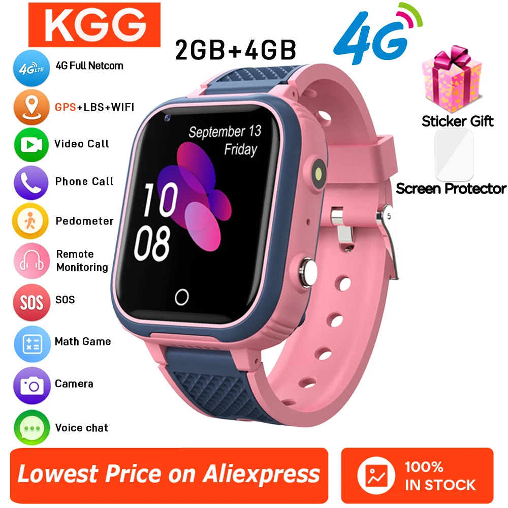 Детские умные часы 4G LT21, 4 ГБ, GPS, WIFI, видеозвонок, водонепроницаемая камера SOS, монитор, трекер местоположения, телефонные часы, детские умные часы