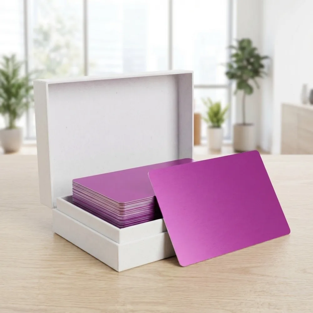 50Pcs Aluminum-magnesium alloy Aluminum Sheet Thin style Blank surface Metal Card Purple color Marking Sheet