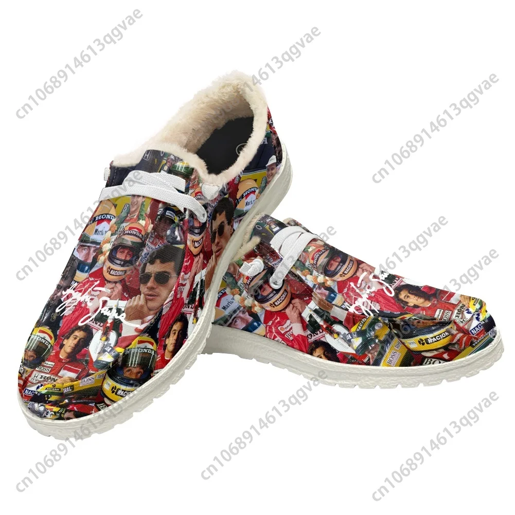 

Ayrton Senna Plush Casual Shoes Flat Breathable Lightweight Outdoor Footwear for Men And Women Customizable Design