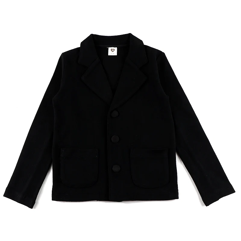Boy and Girls Blazer Shirt Cardigan Long Sleeves Black Shirt Children Elegant Clothes Cotton V Neck Front Buttons 5-12 Years