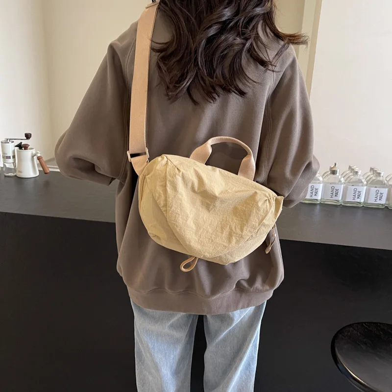 Solid Color Canvas Shoulder Bags for Women 2024 Dumplings Crossbody Bag Sewing Thread Sports Hobo Handbags