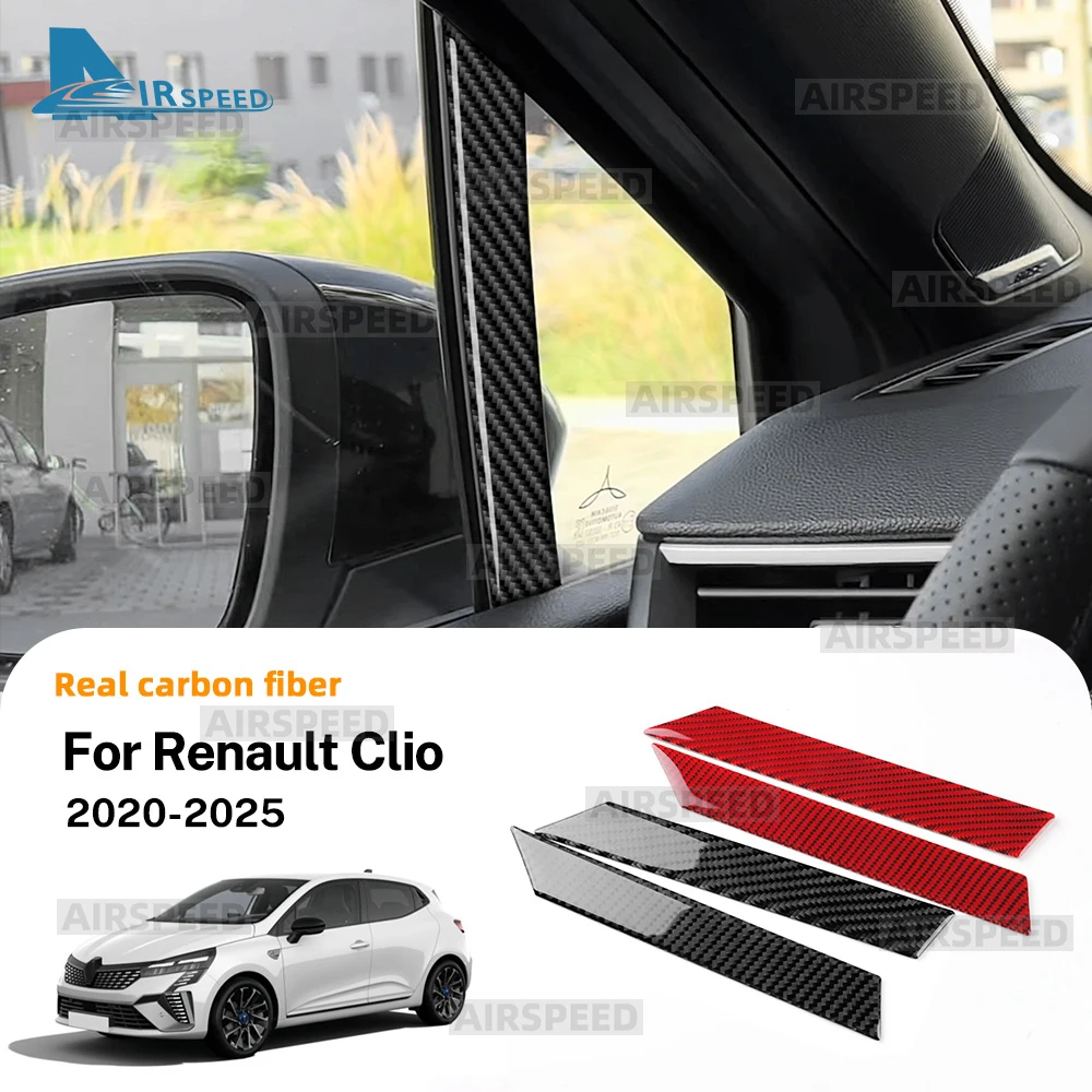 Echter weicher Kohlefaser-Aufkleber für Renault Clio 5 MK5 2020 2021 2022 2023 2024 2025 LHD RHD Auto A-Säule Dekor Streifen Trim