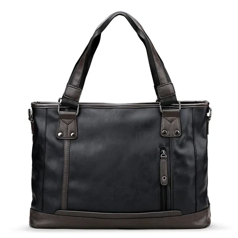 Borsa da uomo di marca Valigetta in pelle PU con cerniera borse da viaggio d'affari borsa per laptop retrò borse a tracolla dal design di alta qualità