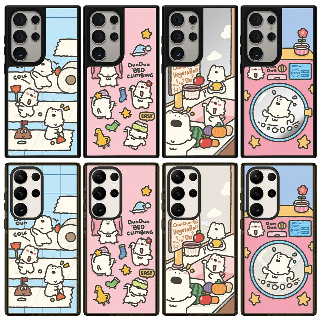

Cute White Dog Magnetic Acrylic / Mirror Case for Samsung Galaxy S23 S24 S25 Ultra S25+ Plus Protective Shell