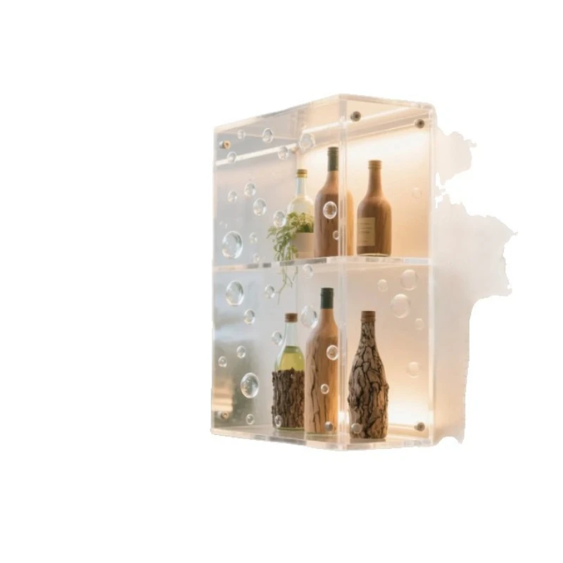 

Wall-mounted, acrylic sparkling wine rack, bottle rack shelf display