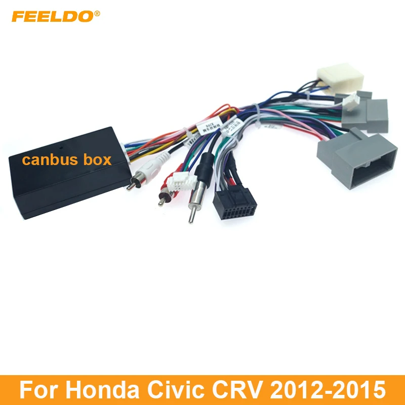 

FEELDO Car Audio Radio CD Player 16PIN Android Power Calbe Adapter With Canbus Box For Honda Civic CRV Media Wiring Harness