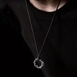 Vintage Thorns Pendant Necklace for Men,Trendy Braided Wreaths Necklace,Anniversary Jewelry Birthday Gifts