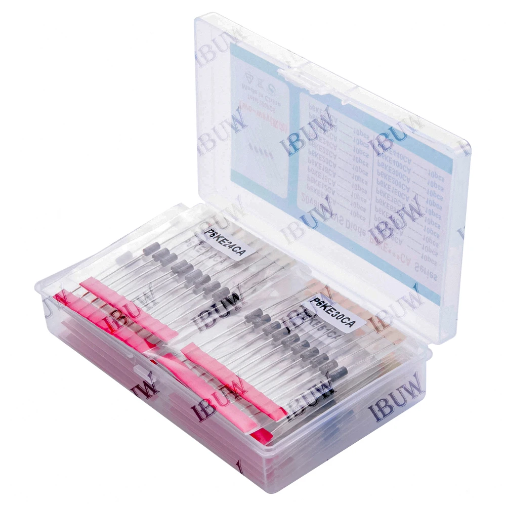 Kit de 200 Transistores TVS, 20 Valores * 10 Piezas, P6KE6.8A/CA 12/15/18/20/22/24/27/30/33/36/39/68/51/75A/CA, Diodo TVS
